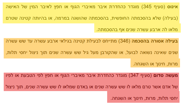 הגדרת עבירות מין לפני תיקון 152 לחוק העונשין, תשל"ז-1977