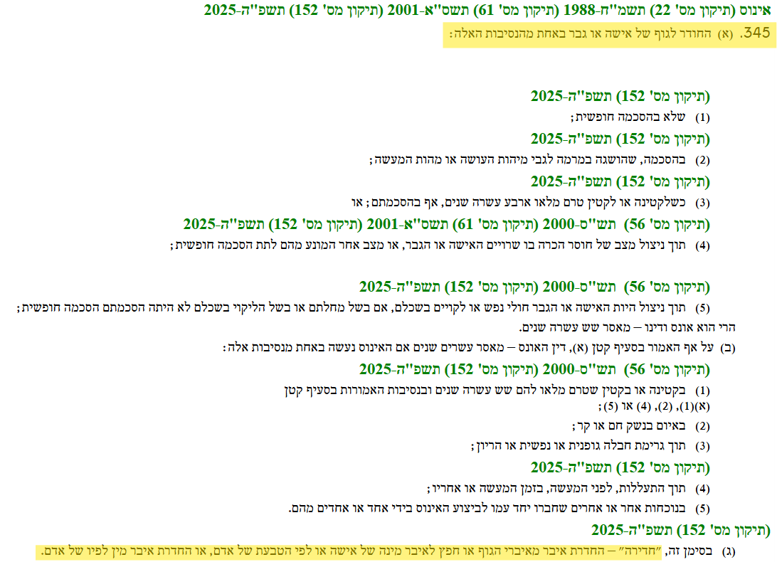עבירות האונס לאחר תיקון 152 לחוק העונשין, תשל"ז-1977